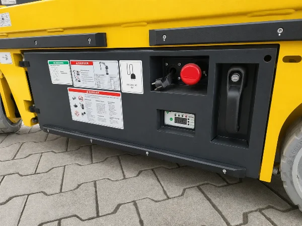 ножична вишка BAUTRAX SL8 - детайл от сервизния панел.