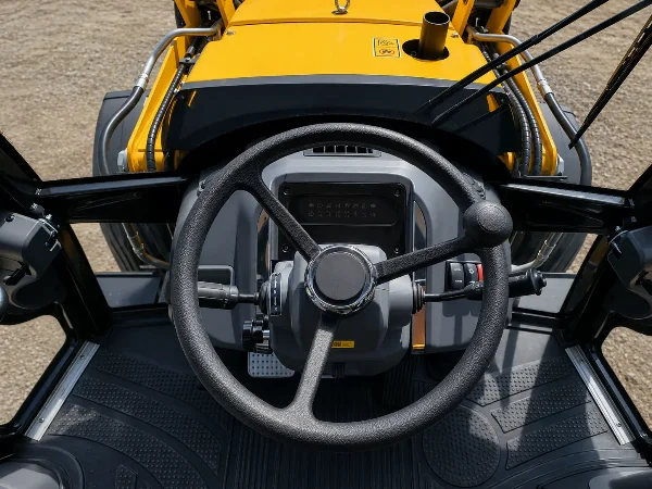 Lonking 83C backhoe loader - steering position detail.