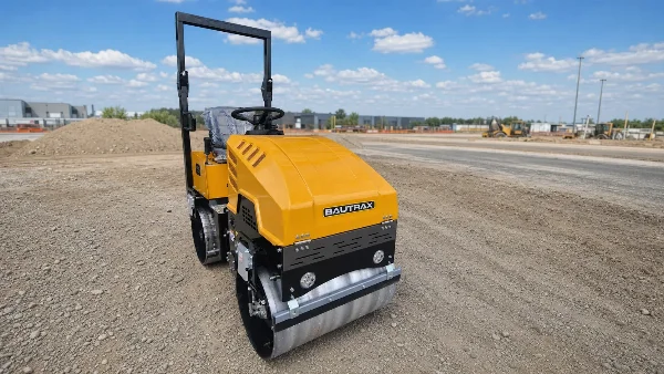 Front-left Bautrax DR10 view for asphalt and road-base compaction work.