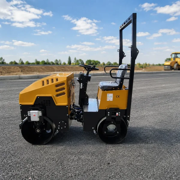 Left-side roadwork view of the Bautrax DR10 showing drum layout and operator platform.