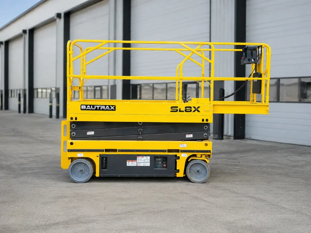 BAUTRAX SL8X scissor lift - side profile extended platform.