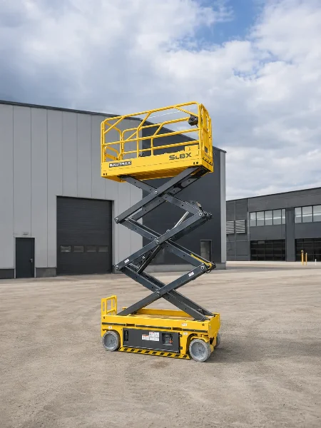 BAUTRAX SL8X scissor lift - raised working position.