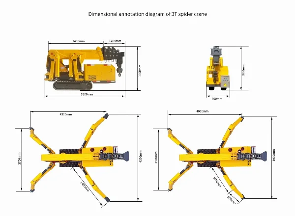 BAUTRAX SPC30 Spider Crane Dimensional Diagram