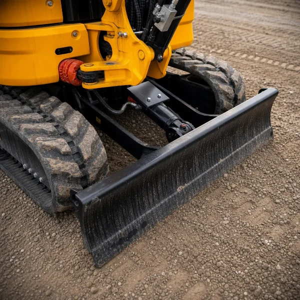 Dozer blade detail on the CDM6025 for grading, backfilling and machine stabilisation.