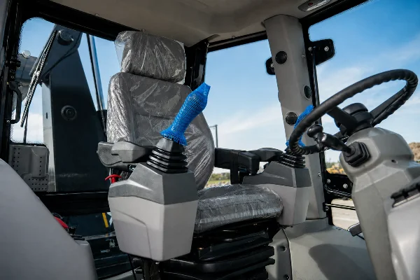 Lonking CDM6035 mini excavator - cabin interior.
