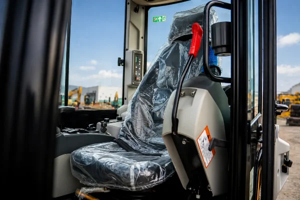 Lonking CDM6035 mini excavator - operator seat detail.