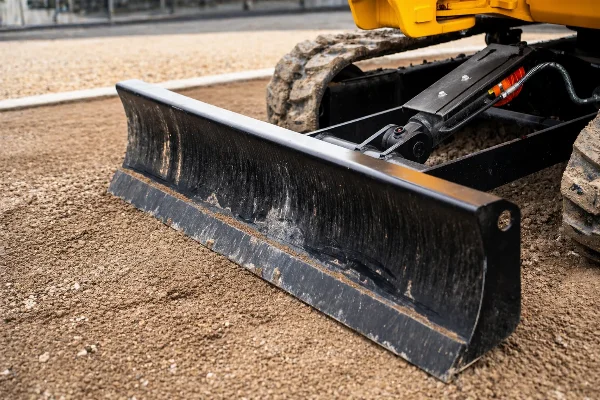 Lonking CDM6035 mini excavator - dozer blade detail.