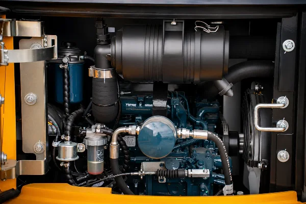 Lonking CDM6035 mini excavator - engine bay detail.