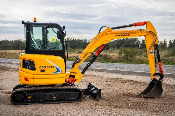 Lonking CDM6035 mini excavator - right side view.
