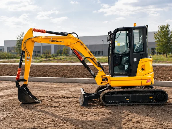 Lonking CDM6035 mini excavator - left side view.